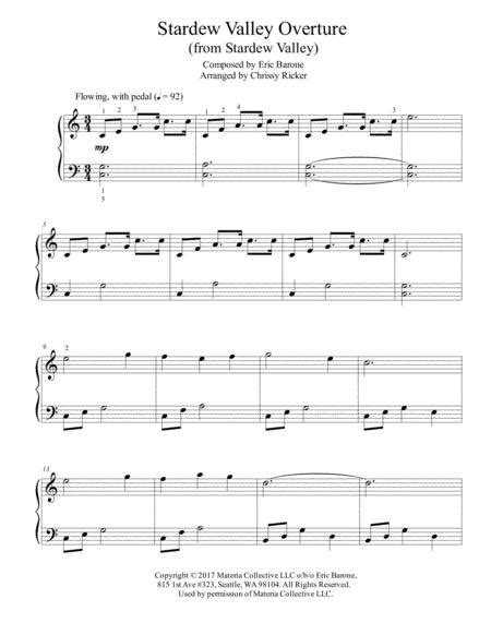 Free Sheet Music Stardew Valley Overture Cover Masters Of Sound